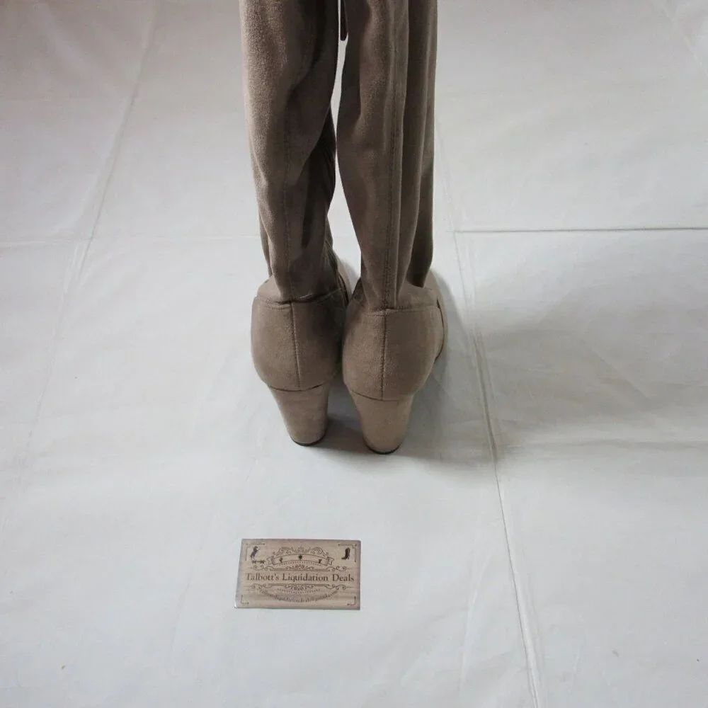 Journee Women's 8.5 Maya Thigh High Faux Suede Boots Taupe